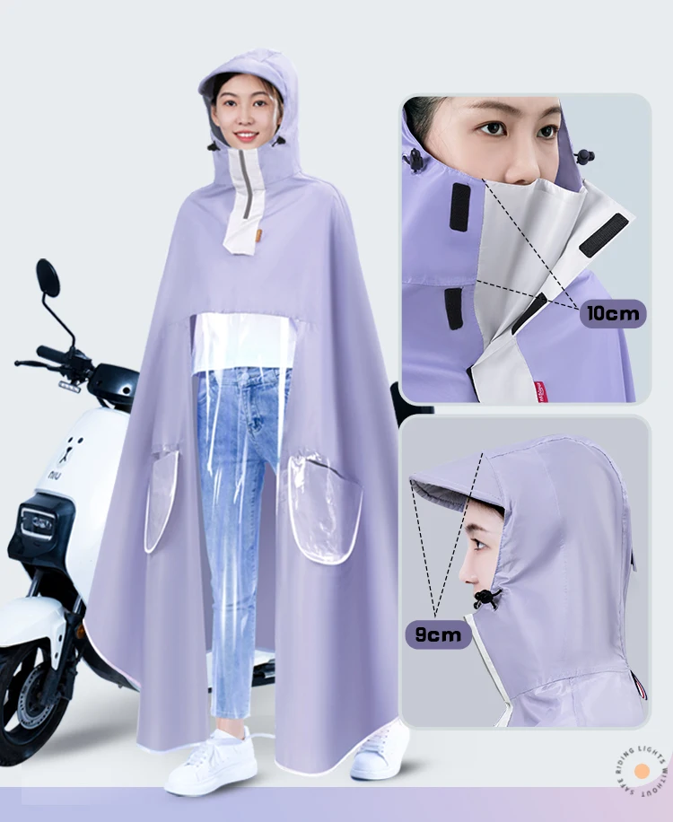 Electromobile Hooded raincoat Adult Hiking and Biking Poncho Reusable Cycling Motorcycle rain coat details