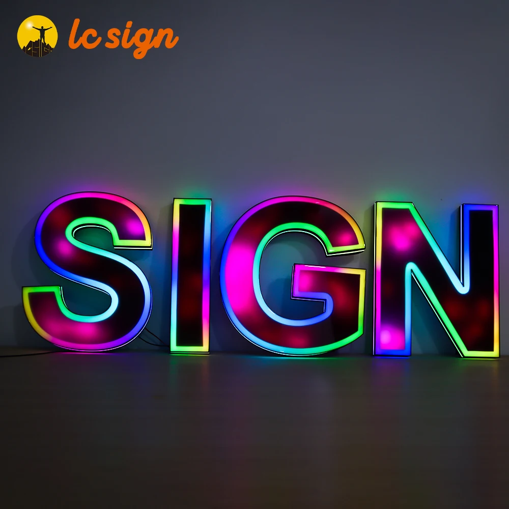 Wholesale Custom RGB Led Sign Led Illuminated Sign 3D Logo Frame Led Letter Sign Board for Wall Decor