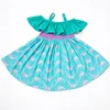 Narwhal Print Off Shoulder Ruffle Swing Dress