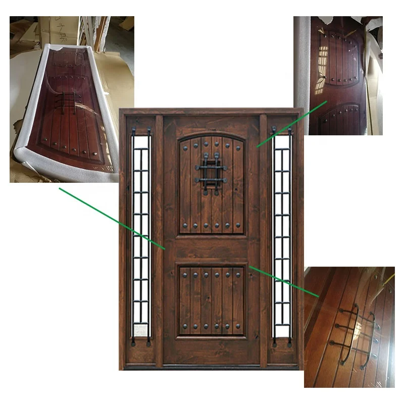 Modern Wood Main Gate Design Exterior Glass Wood Door for Entry