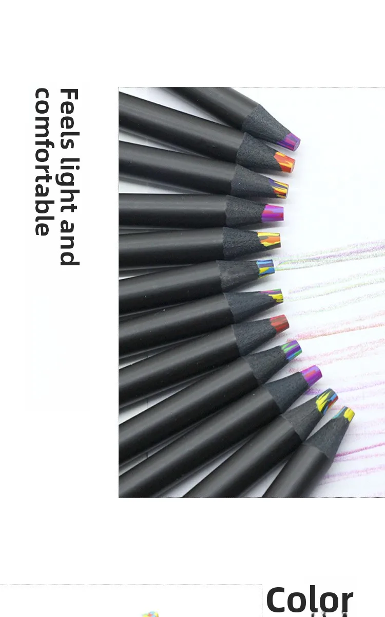 Lot de 12 crayons de couleur multicolores à mine unique_voghion.com