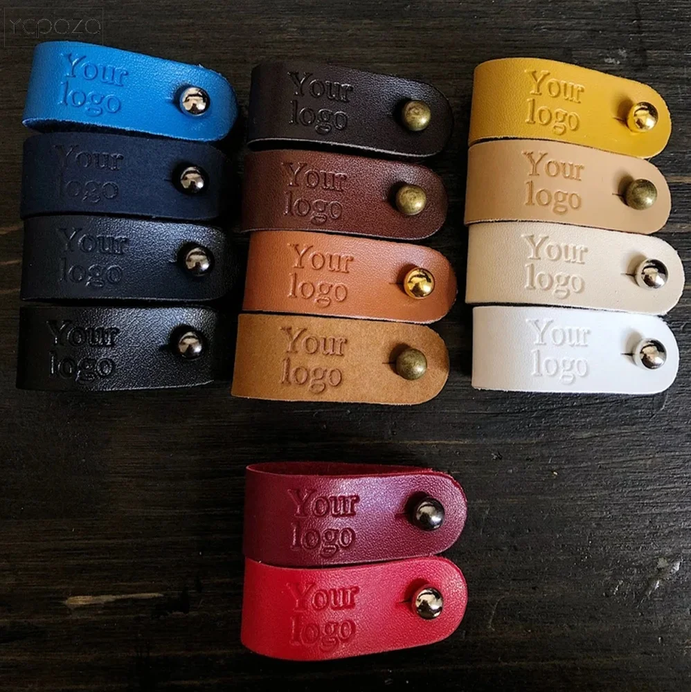 Custom Faux Leather Tags On Rivets With Personal Logo Custom No Stitch ...