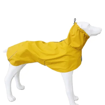 Designer Pet Apparel Summer Yellow Dog Raincoat Best Quality PU Outdoor Adjustable Weatherproof Greyhound PU Clothes
