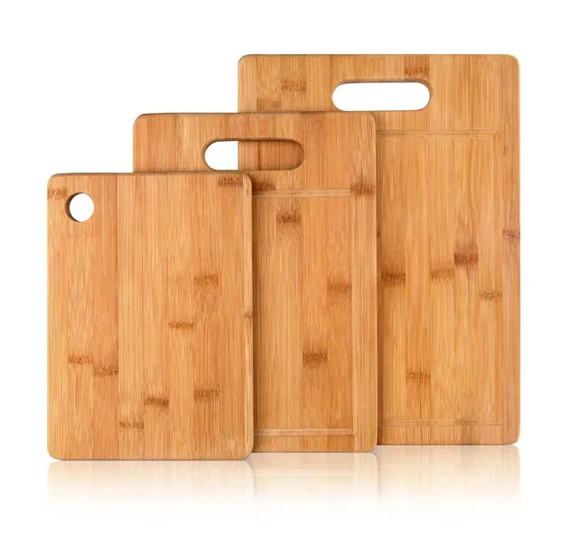 Extra Large Set of 3 Bamboo Chopping Boards Cutting Board Charcuterie Boards Set with Juice Groove and Handle for Meat ,Fruit