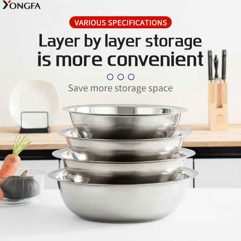 Eco Friendly Stainless Steel Bowl Set Rice Wash Basin Mixing Bowls Food Basin Soup Bowl for Food Preparation - Image 5