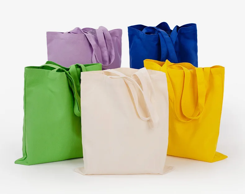 Wholesale Colorful Blank Eco-friendly Polyester-Cotton Shopping Tote Bags Customized Advertising Heat Transfer Printed