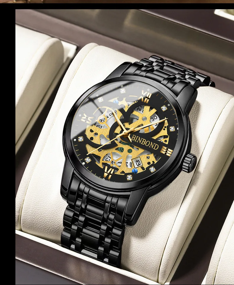 Binbond 6656 Popular Men's Quartz Watches 3ATM Waterproof Week Auto Date High Quality Watch Fashion Luminous Hands Wristwatches