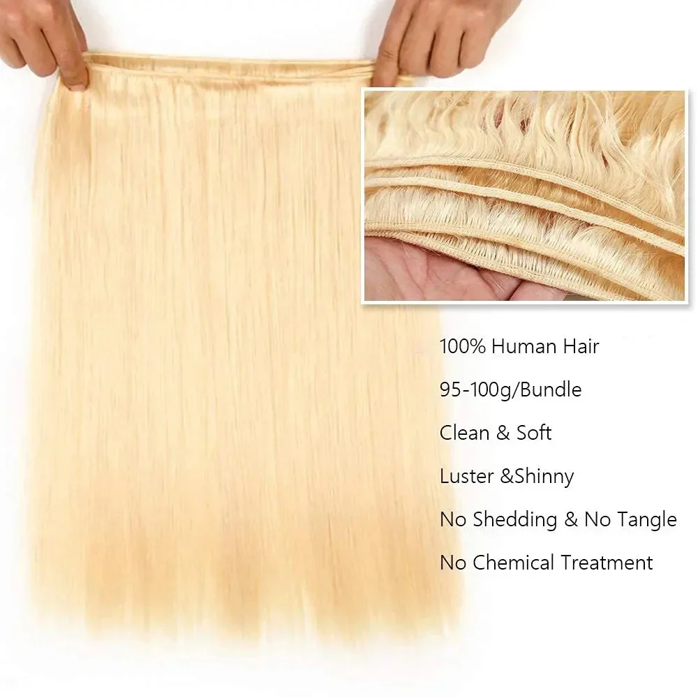 613 Honey Blonde Bundles Brazilian Straight Human Hair 26 28 30Inch_voghion.com