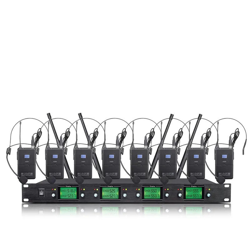 XTUGA Professional 8-Channel UHF System Wireless Dynamic Microphone for Conference Use