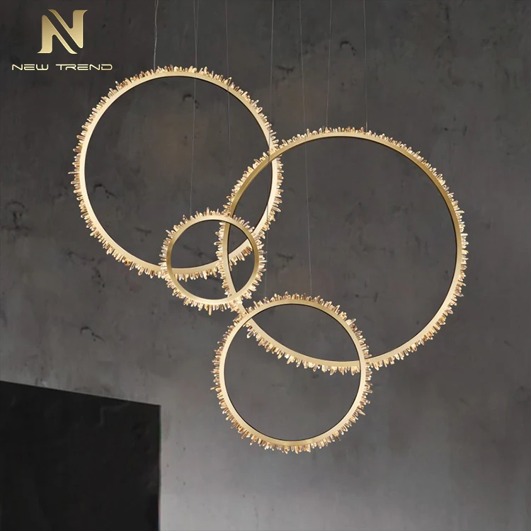 CPL-230 Modern Minimalist Style Circular Crystal Chandelier Living Room Dining Room Decorative LED Pendant Light   