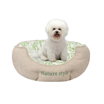 Custom New Design Nature Style Linen Peach Skin Multifunction Lifeable Foldable Soft Pet Bed For Small Dog Cat