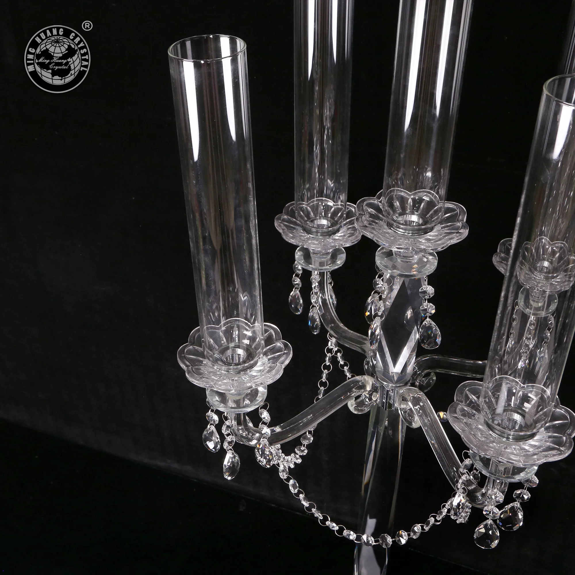 
 MH-ZT198 5 оружия хрустальные канделябры кристаллами аксессуары для свадебного стола центральные стеклянный подсвечник  