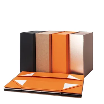Custom LOGO folding flip clothing paper magnetic gift box dress packaging folding box for dress