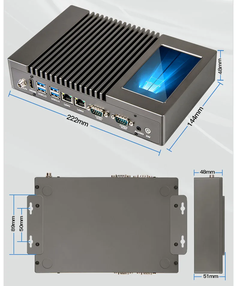 Fanless Dustproof Computer New Din-Rail HMI Industrial Mini PC 4.3