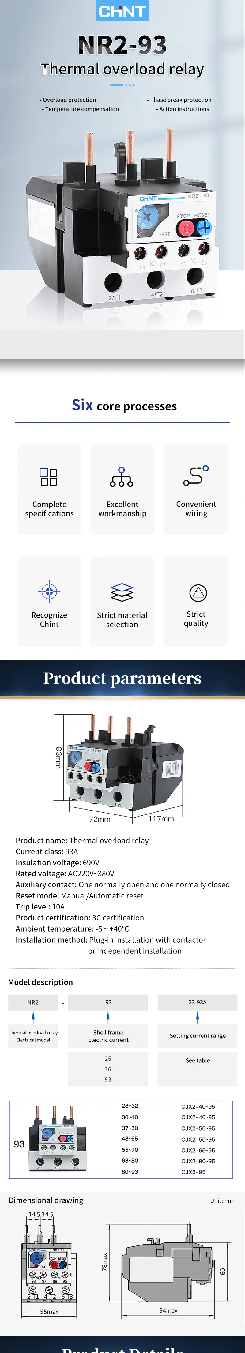 Chint Thermal Overload Relay Nr2-25 4-6a Over Load Chint Nr2-36 23-32a ...