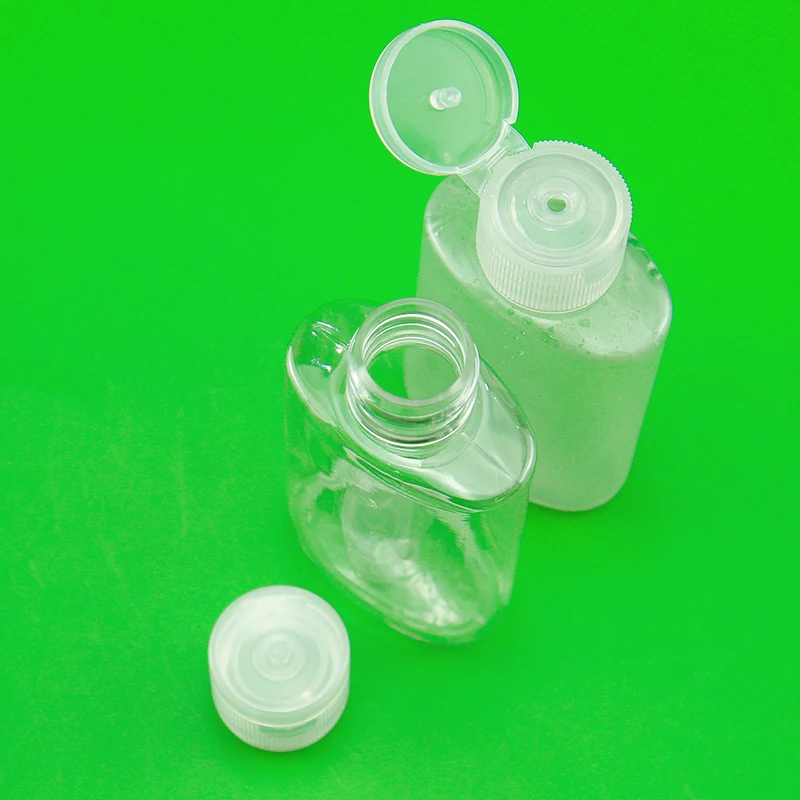 50ml Cosmetic Packaging Bottle with Flip Cap and Screen Printing Surface Handling PET Clear Oval Screw Cap Adhesives & Sealants