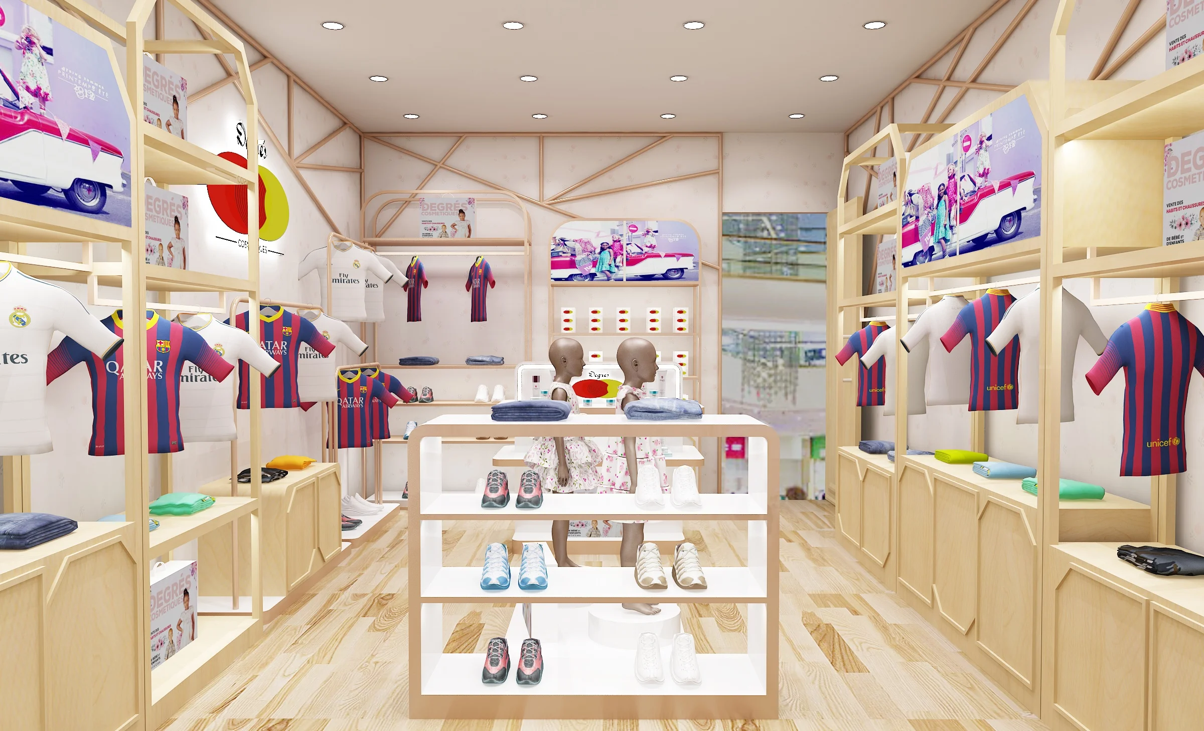 Витрина магазина детских товаров настенная витрина для одежды дизайн детской одежды магазин