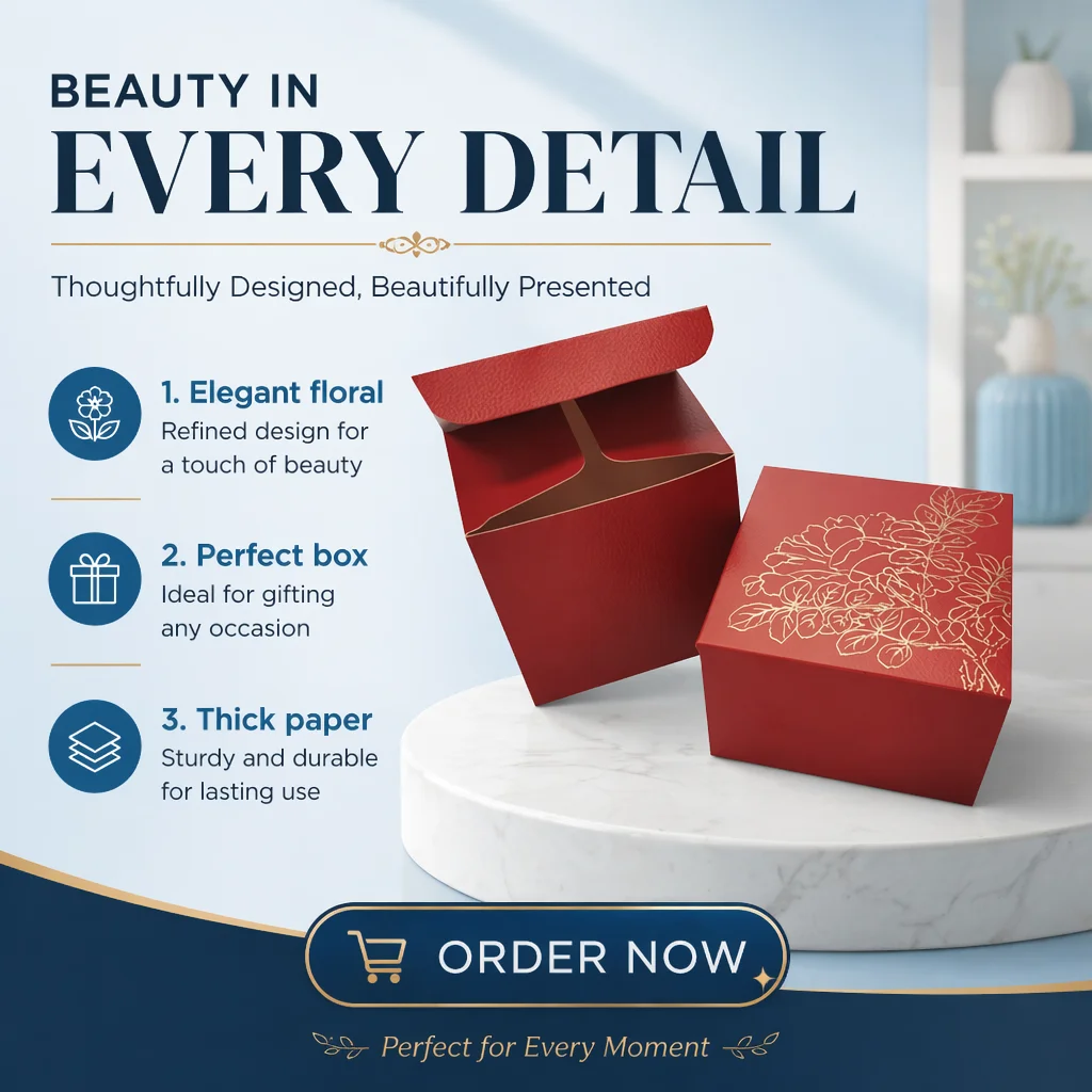 FUSSEN Wholesale Custom Logo Red Textured Rigid Cardboard Gift Box Gold Foil Floral Rose Jewelry Wedding Packaging Box