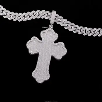 Custom Full iced out Diamond Cross Pendant Fashion Jewelry S925 Silver 100% Pass tester Hip Hop VVS Moissanite Cross Pendant