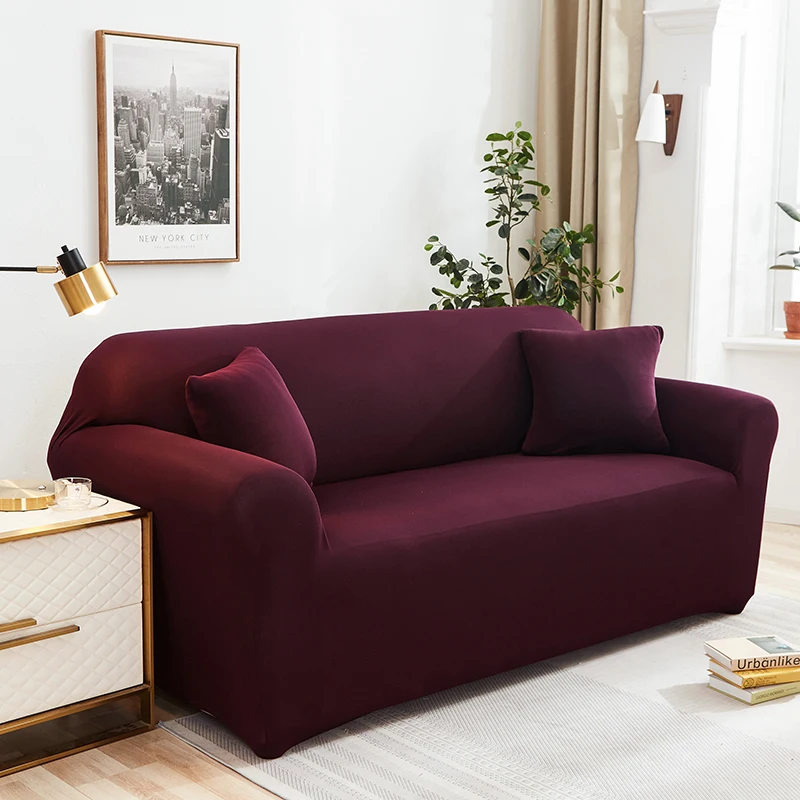 Red Color Wedding Modern Design Elastic 3 Seater Sofa Cover Modern Fashion Couch Slipcover