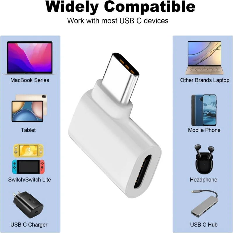 90 Degree USB C Adapter 8K 60Hz 140W USB C Male to Female Connector for Phone iPad Macbook