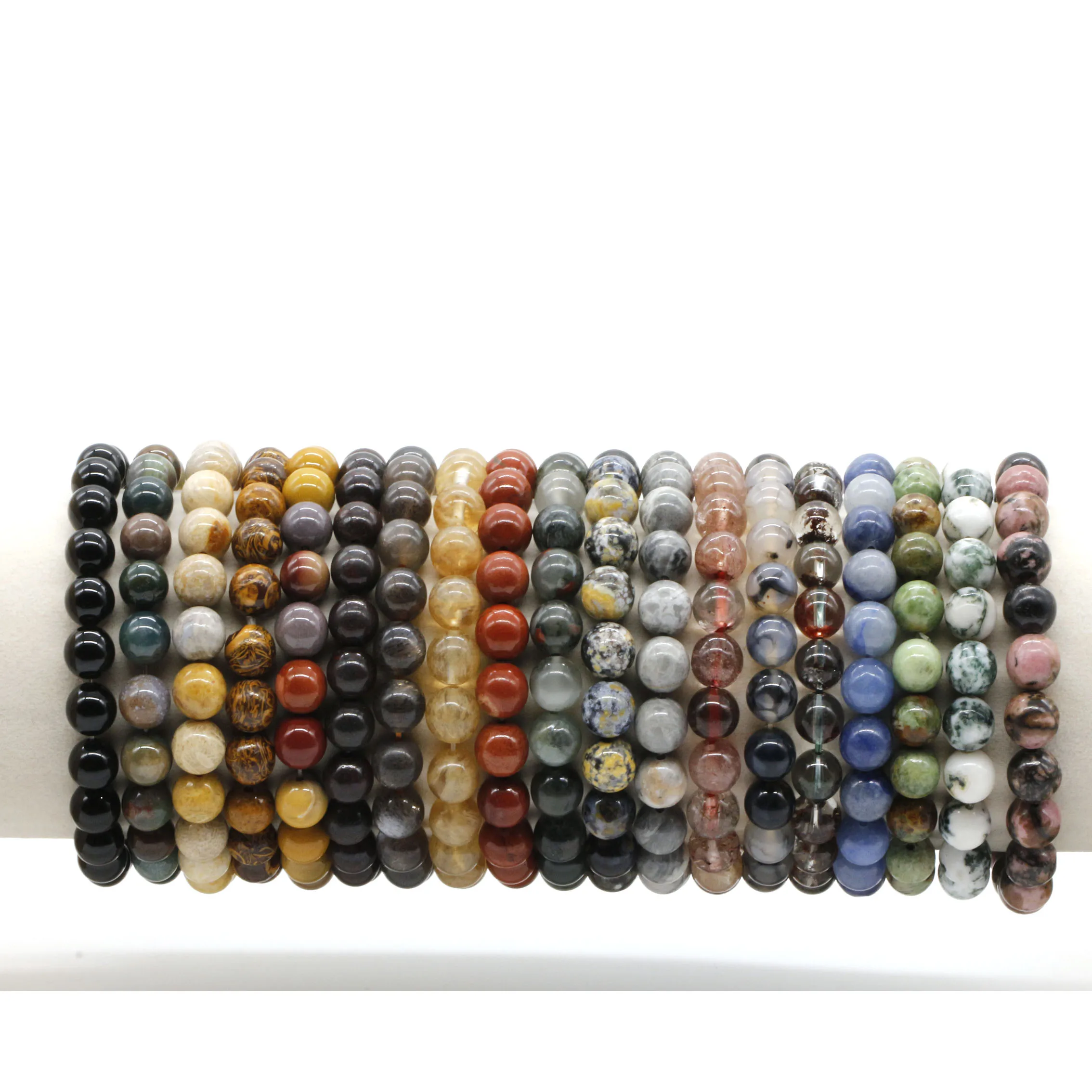 All'ingrosso pietra preziosa di guarigione naturale 8mm bracciali rotondi di cristallo di perline per gli uomini delle donne