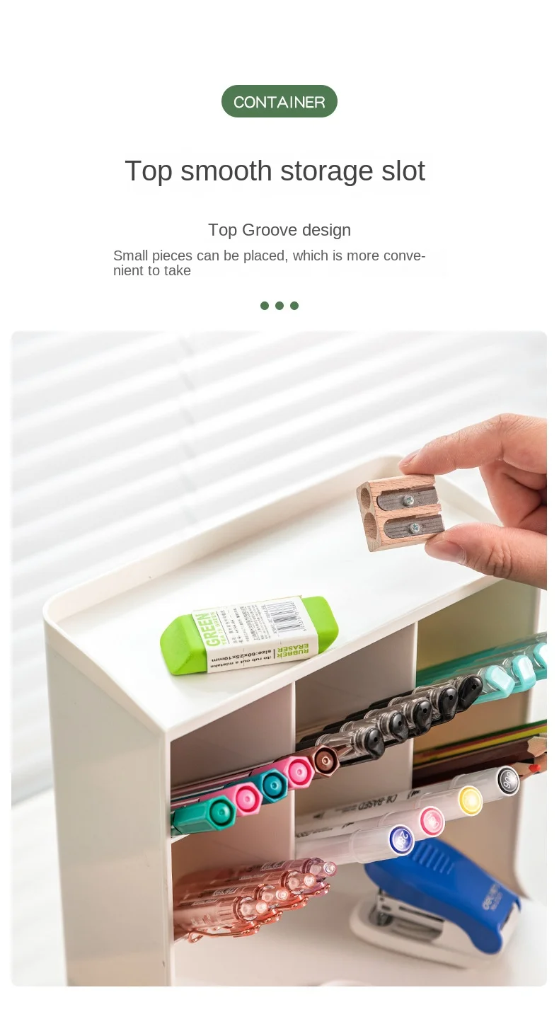 Inclined insert pen holder storage box office desktop light luxury wind pen bucket stationery_10