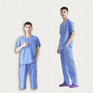 Wholesale Stylish Gray Short Sleeve Hospital Nurse Uniform Medical Scrub Jacket New Mens Soft Stretchy Warm up Scrub Jacket