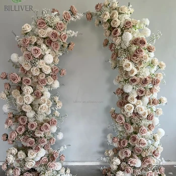 Wholesale Simulation Silk Wedding Horn Floral Decoration Background Arch Arrangement Artificial Purple Hanging Fake Flowers