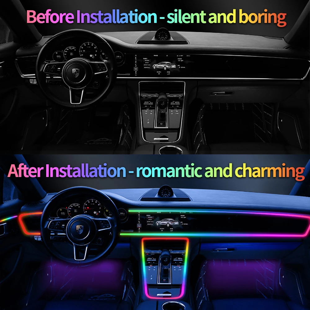 product rgb smart strip lights for car interior ambient led with app  remote control multicolor decorative lighting kit for vehicles-7