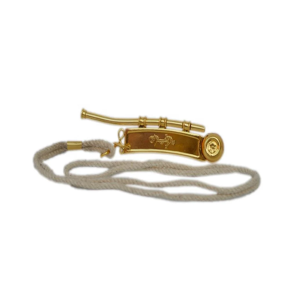 Shiny Brass Metal Boatswain's Whistle with Chains Decorative Design Brass Metal Design Metal Whistle With Chains for Sailor Man