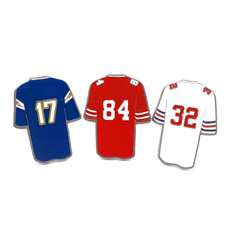 Cheap Custom Shaped Metal Stamping Enamel Basketball Football Sports Jersey Lapel Pin Badge for Gifts