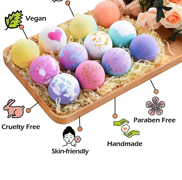 Amazon hot sales Bath Bombs Handmade Bath Bomb Gift Set Rich in Shea Butter Festival Birthday Gifts Bath salt ball