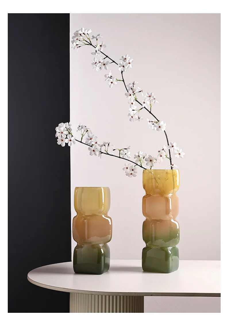 Gradually Changing Color Square Geometric Vase Tabletop Decoration ...