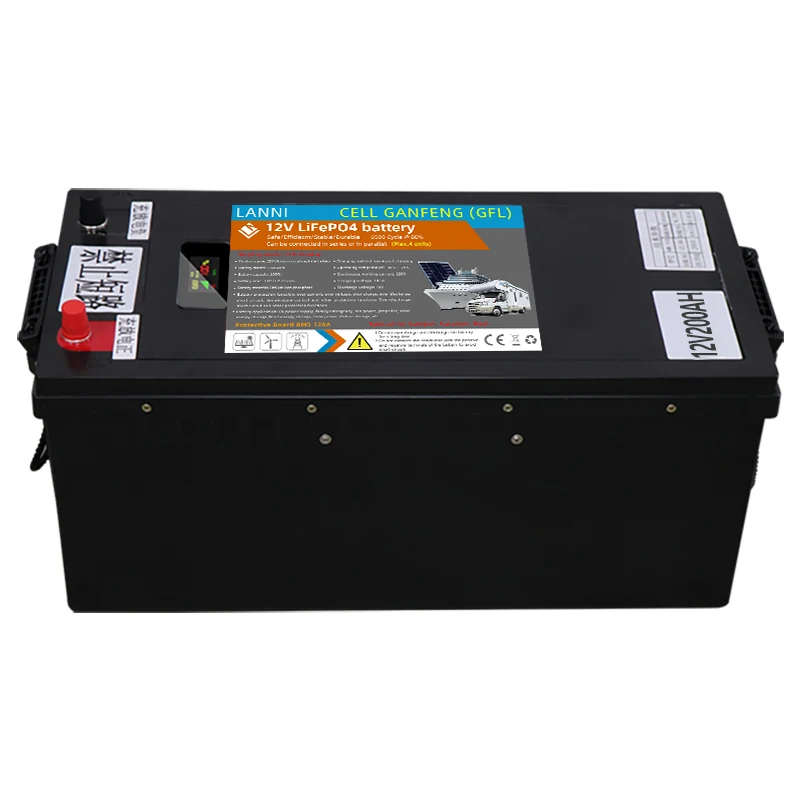 High Capacity Deep Cycle Rechargeable Lithium Ion Lifepo4 Battery Pack Intelligent BMS 12V 200Ah Lithium Battery Pack Lifepo4 Ba