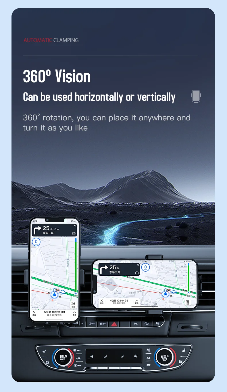 Aluminum Alloy iPhone Wireless Charger with 12-24V Voltage and FOD Automatic Recognition for Hands-Free Car Use