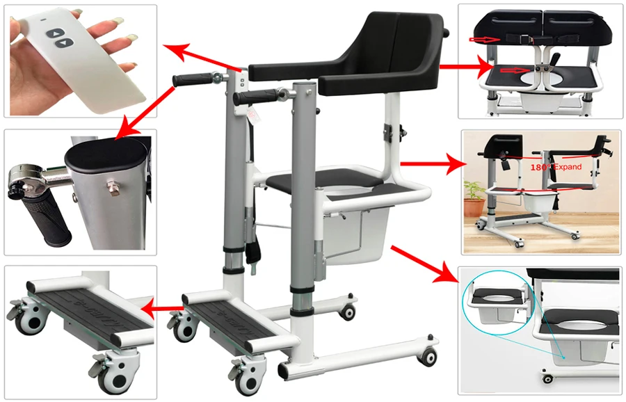 Transfer Lift Chair Bathroom Toilet Wheelchair Portable Car Transfer