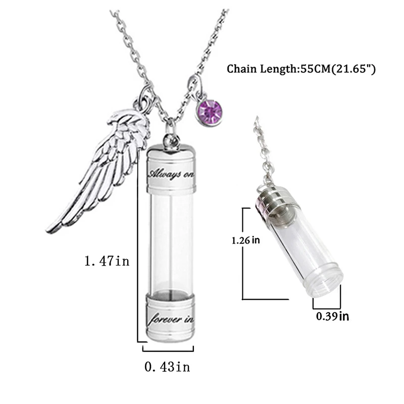 Engraving Openable Glass Vial Pendant Necklace Women Memorial Ashes Bottle Cremation Urn Memorial Gifts Jewelry For Pet Human
