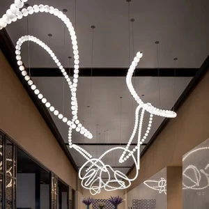 ECOJAS Decorative New Modern Glass Pearl Lamp for Hotel Lobby Villa Restaurant Chandelier