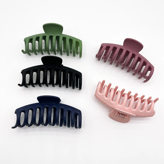 Frosted Keel Shape Solid Color Hair Clip Claw Girls Big Hollow Shark Hair Clip Ladies Large Matte Acrylic Hair Claw Clips