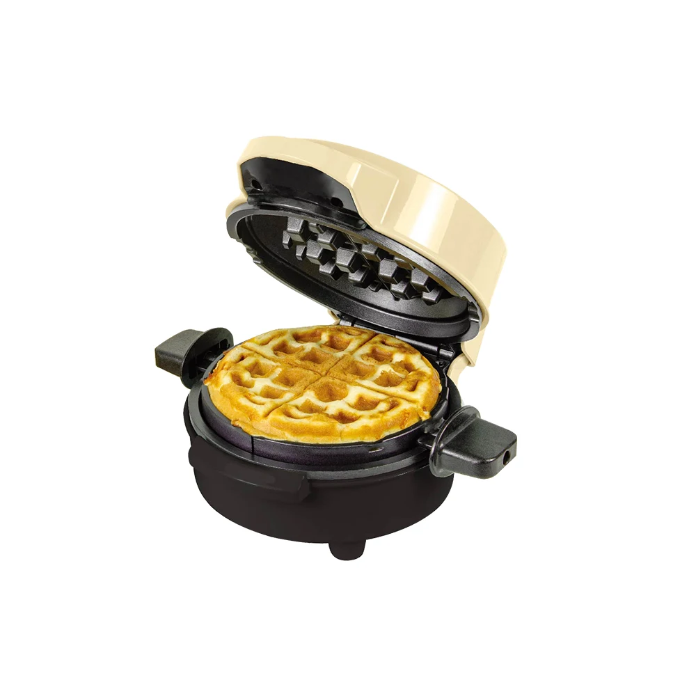 220v Cast Iron Mini Waffle Maker Nonstick Round Electric Rotating Flip