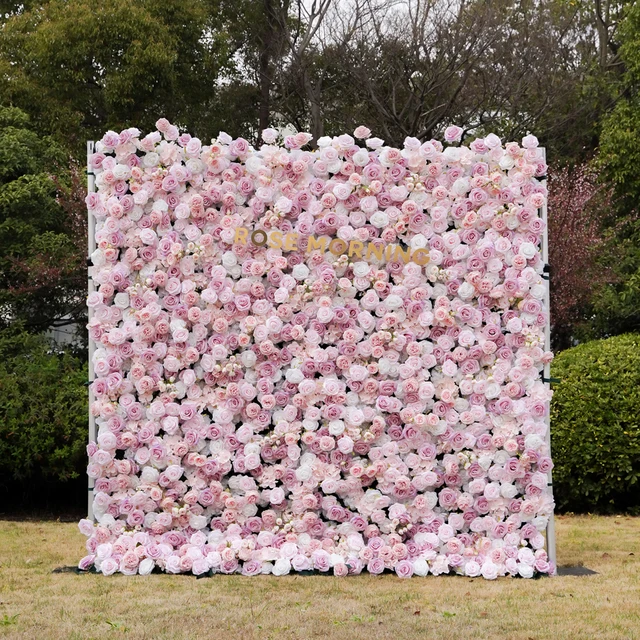 Hot selling pink roses flower wall flower panel wedding and event decoration flower backdrop 8ftx8ft