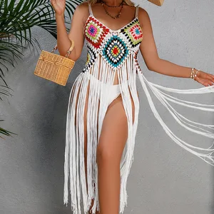 JSN Manufacture Crochet Tassel Multi-color Sexy Bikini Cover up for Lady