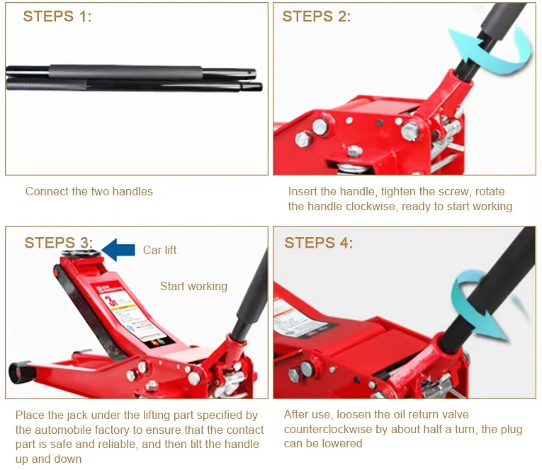 Heavy Duty 3-Ton Floor Steel Jack Low Profile Super Low Profile Jacks ...