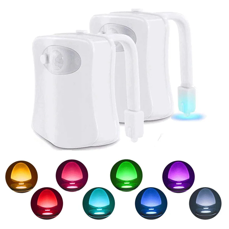 Motion Sensor Toilet Bowl Night Light – 8 Color-Changing LED, PIR Activated, Battery Powered