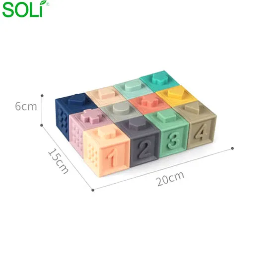 Детские Прорезыватель для ванной резиновые тиснением Мягкие 3d блок игрушечные лошадки дети большой Конструкторы игрушка