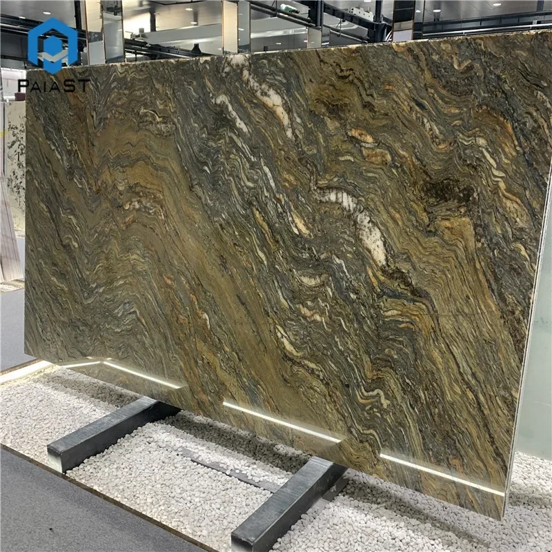 product brazilian natural gold silk quartzite slab exotic stone for countertop and villa decoration-1