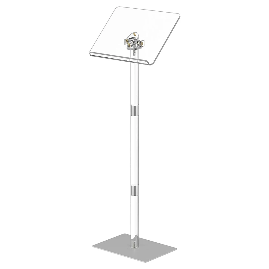 Moderní průhledný akrylový stojan pro kazatelský pult s jednoduchou montáží, kovový podstavec, rozměry 23,6 palce (60 cm) délka × 15,7 palce (40 cm) šířka × 42,3 palce (107,5 cm) výška; kazatelské pulty, kazatelny, výukové pomůcky pro třídu, výkladní police