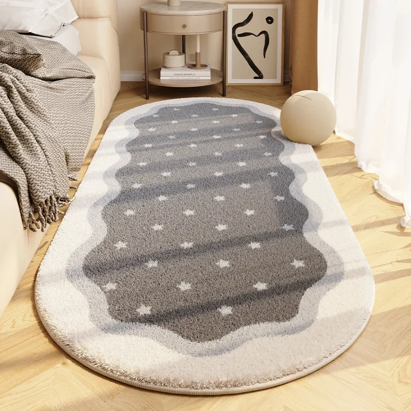 Bedroom Bed Rug Irregular Shape Microfiber Mat Machine Washable Living Room
