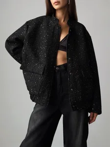 Cross-border Gold Beaded Vintage Poncho European and American New INS New Fashion Mandarin Collar Loose